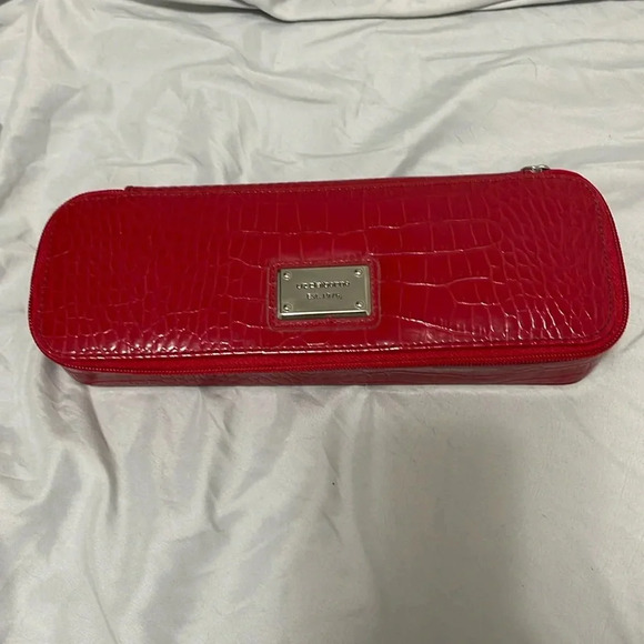 Liz Claiborne Handbags - Vintage Liz Claiborne Signature Red Faux Croc Print Jewelry Travel Bag